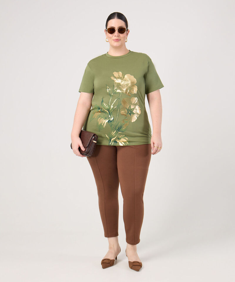 Camiseta Estampada Cuello Redondo Para Mujer Curvy