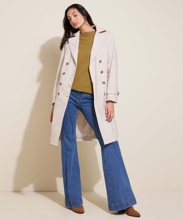 Chaqueta Trench Con Cinturon De Ajuste Manga Larga image number null