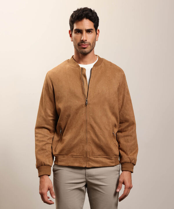 Chaqueta Bomber de Tela Lisa para Hombre Casual image number null