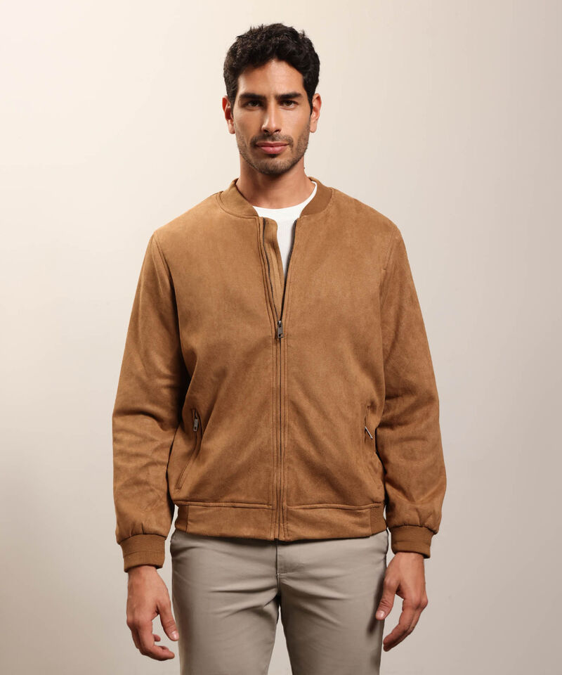 Chaqueta Bomber de Tela Lisa para Hombre Casual