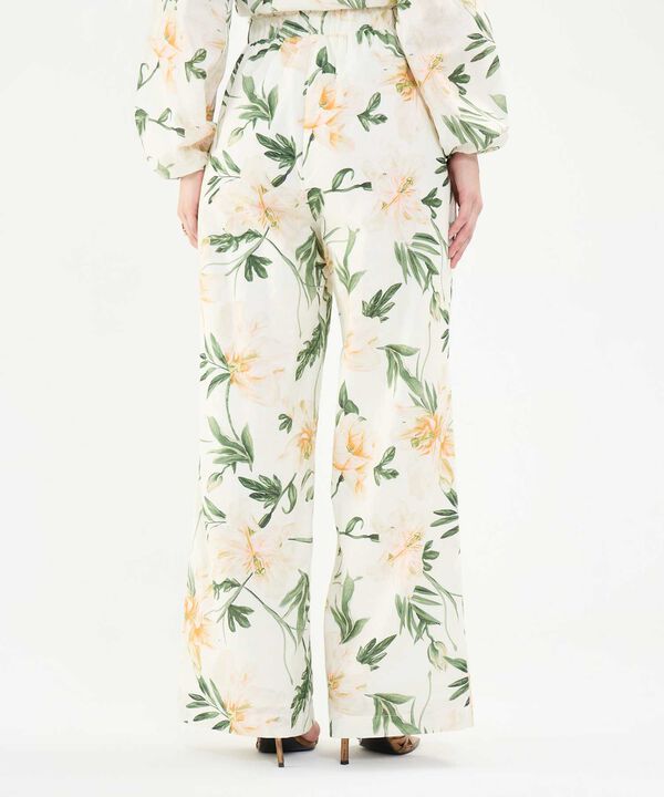 Pantalón Estampado en Efecto Lino