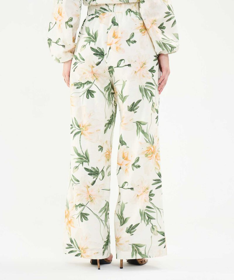 Pantalón Estampado en Efecto Lino