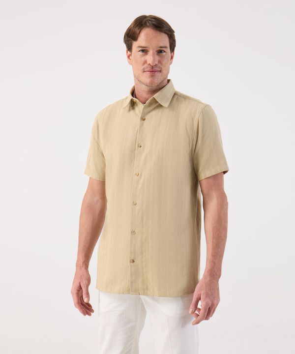 Camisa de Manga Corta Texturizada para Hombre image number null