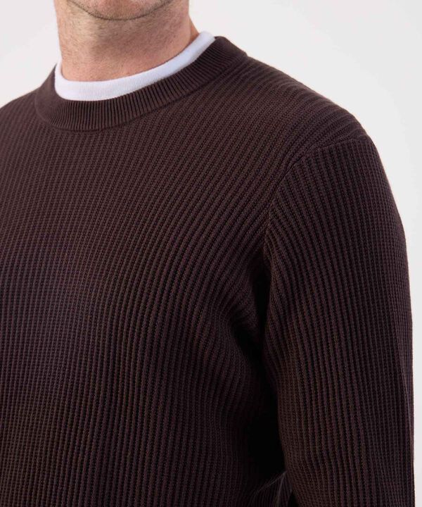 Buzo de Tejido Acanalado Cuello Redondo Para Hombre image number null