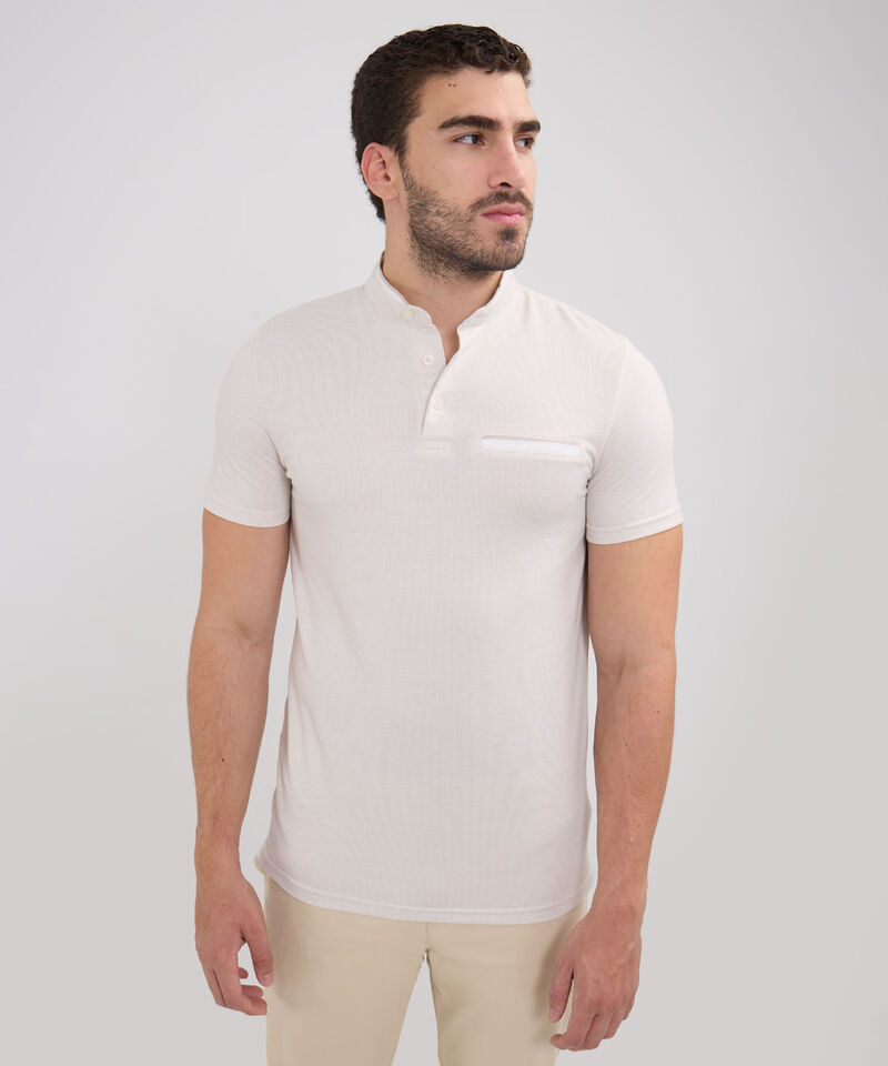 Polo Cuello Mao Unicolor Con Simulación Bolsillo Ribete