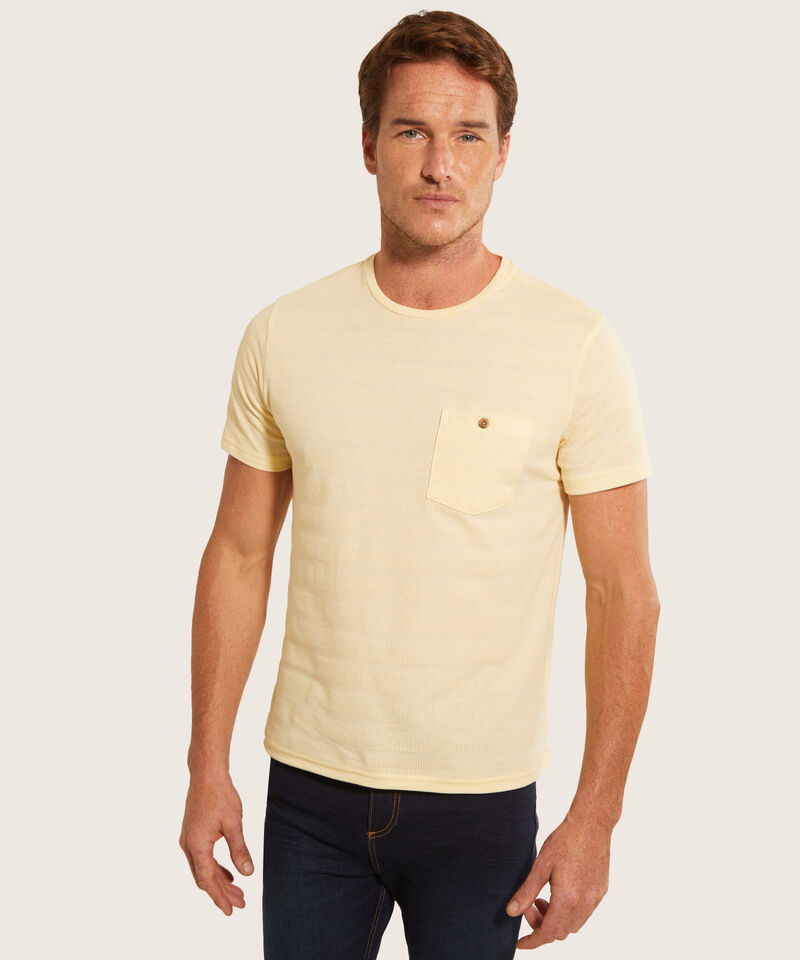 Camiseta Unicolor, Cuello Redondo Con  Bolsillo De Parche