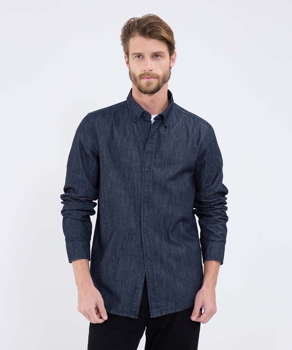 Camisa Regular Tono Azul Oscuro