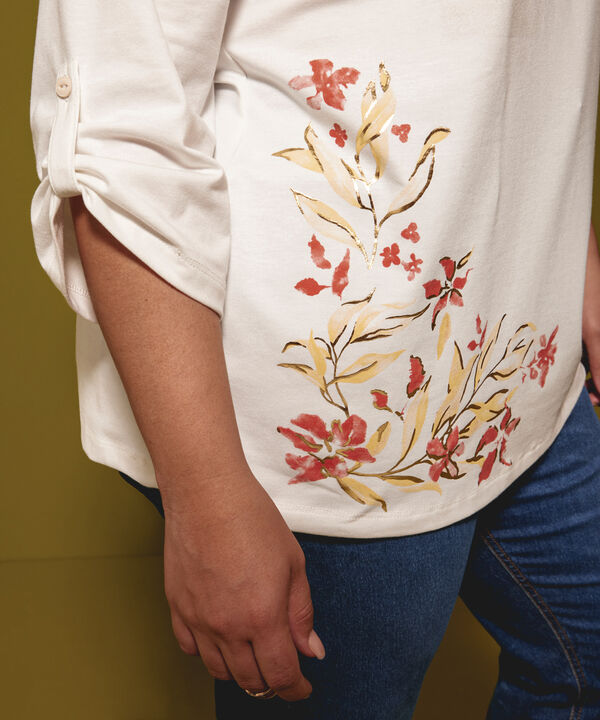 Camiseta Estampada Manga 3/4 