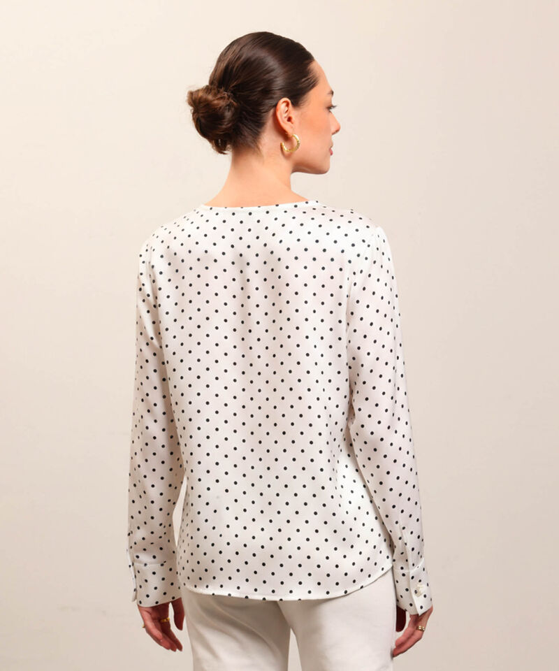 Blusa Estampada Con Cuello En V Para Mujer