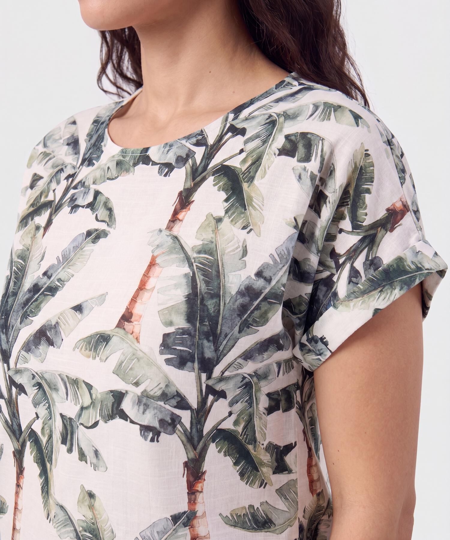 Blusa Manga Dobladillada Para Mujer