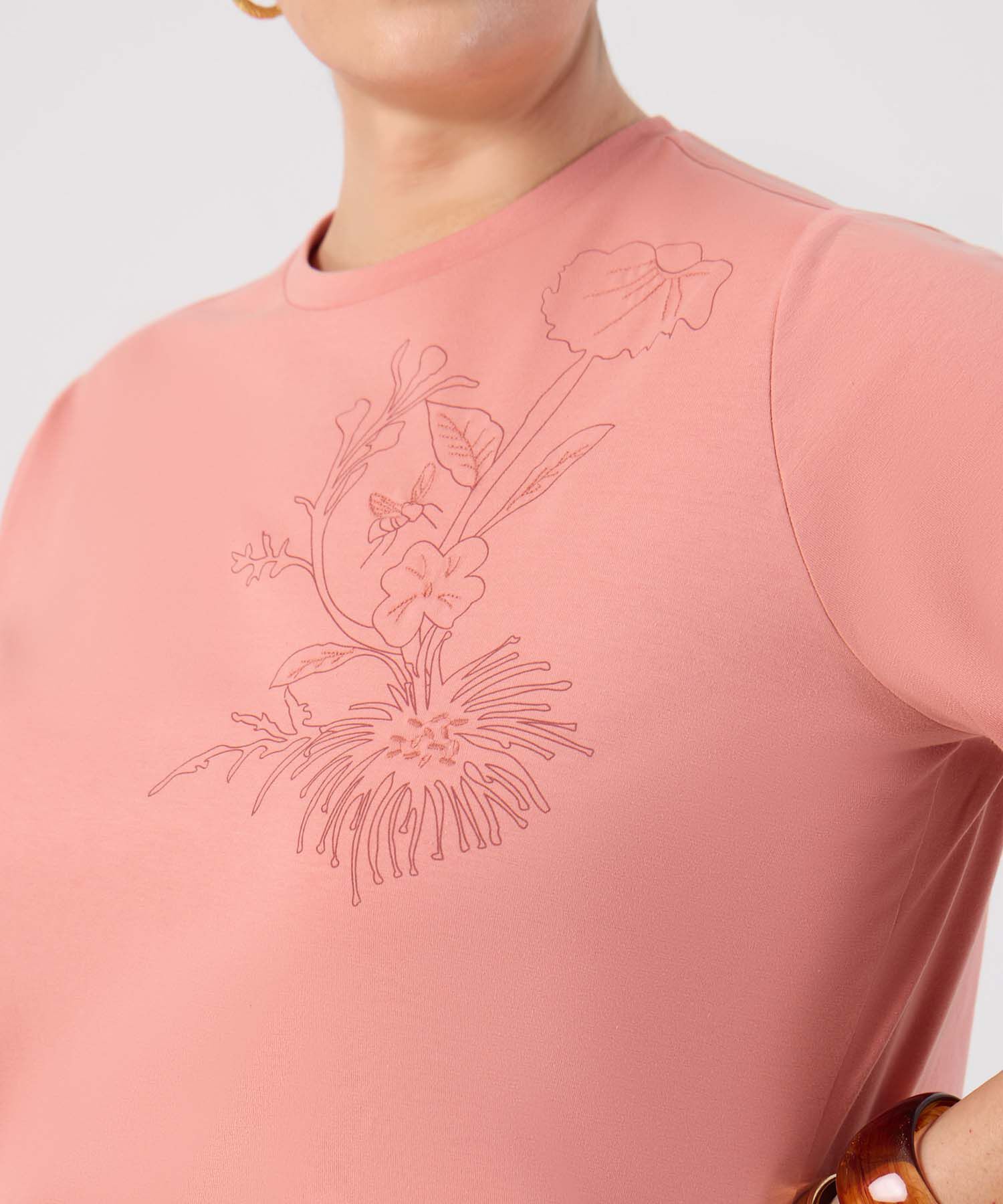 Camiseta De Cuello Redondo Para Mujer Curvy