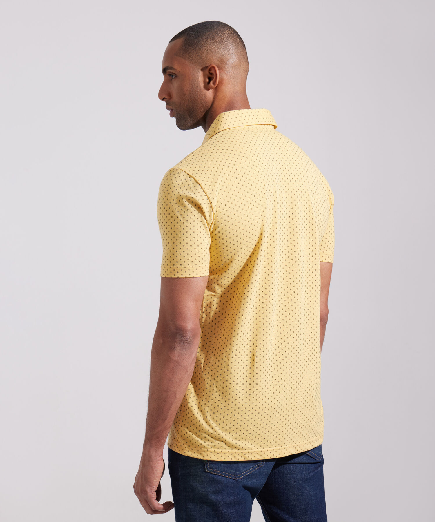 Polo Estampada Cuello Duro, Con Bolsillo