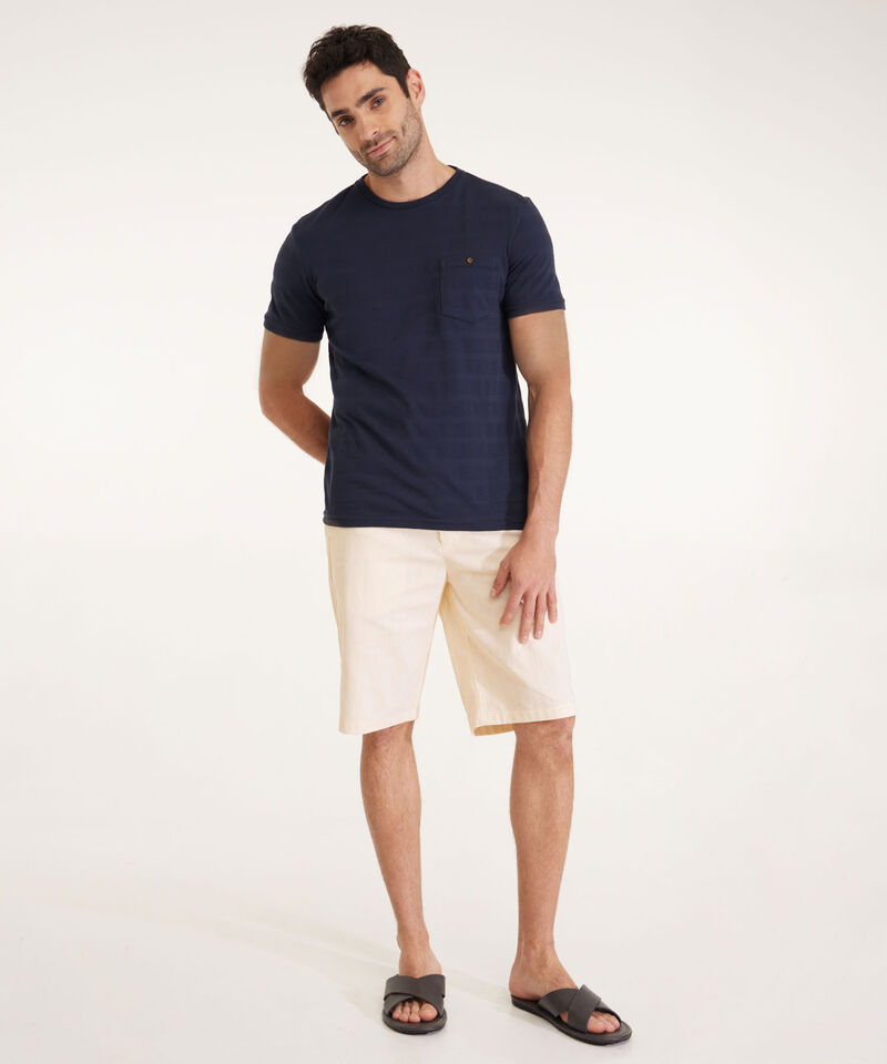 Camiseta Unicolor, Cuello Redondo Con  Bolsillo De Parche