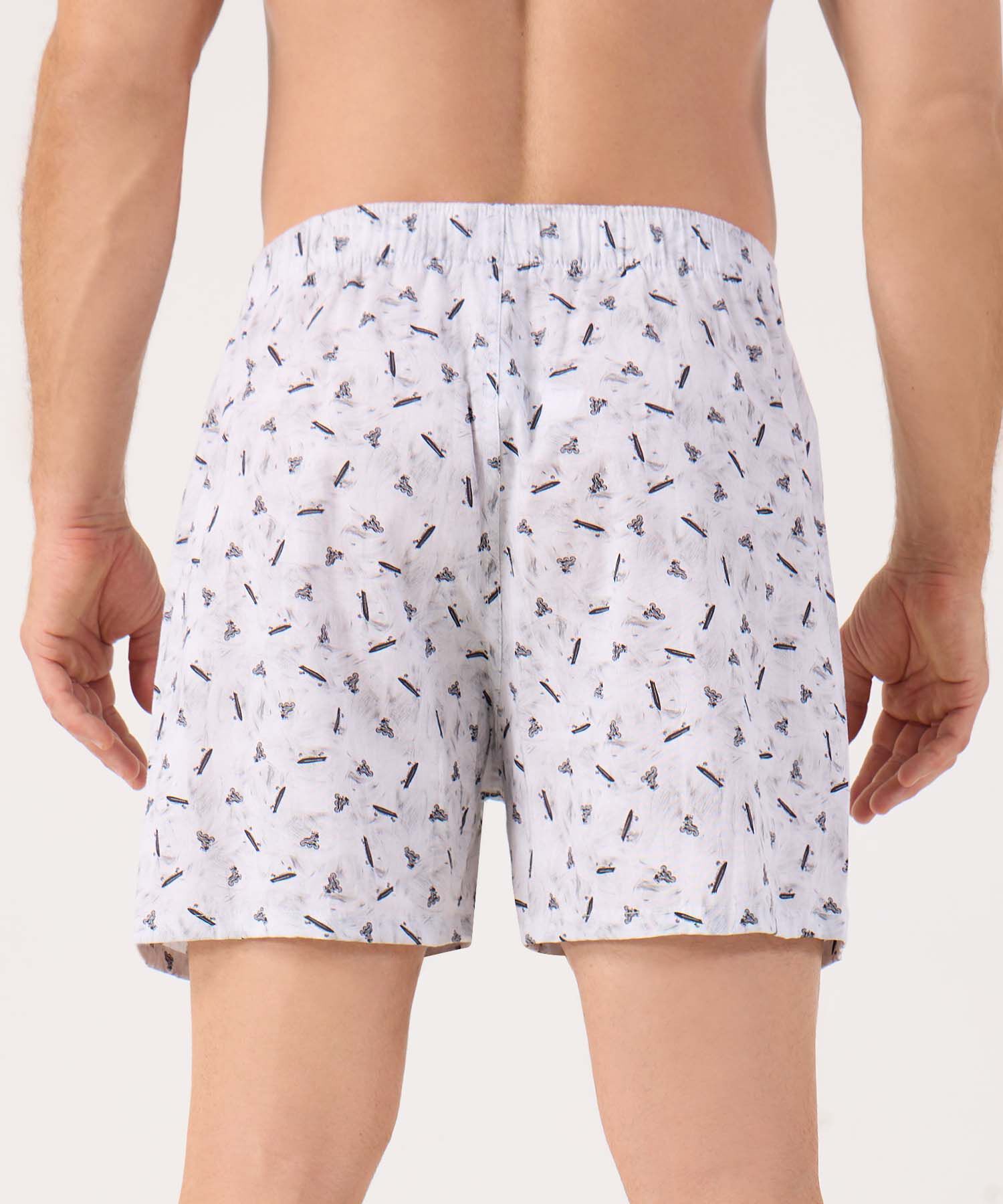 B&oacute;xer Estampado Holgado con Bragueta de Bot&oacute;n para Hombre