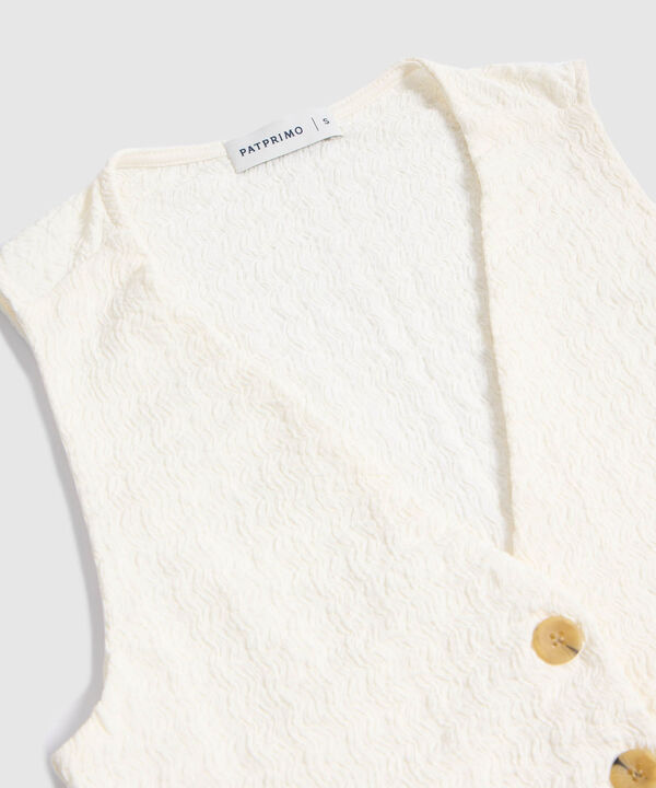 Chaleco Texturizado con Botones de Contraste para Mujer