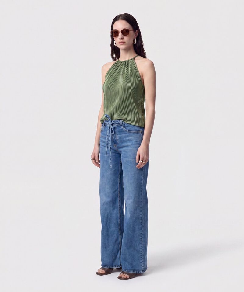 Blusa Plisada Cuello Halter Para Mujer