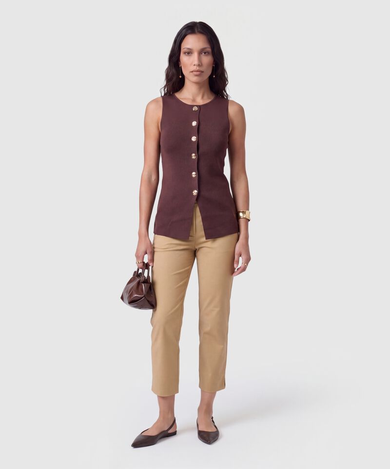 Chaleco Tejido Con Botones Para Mujer