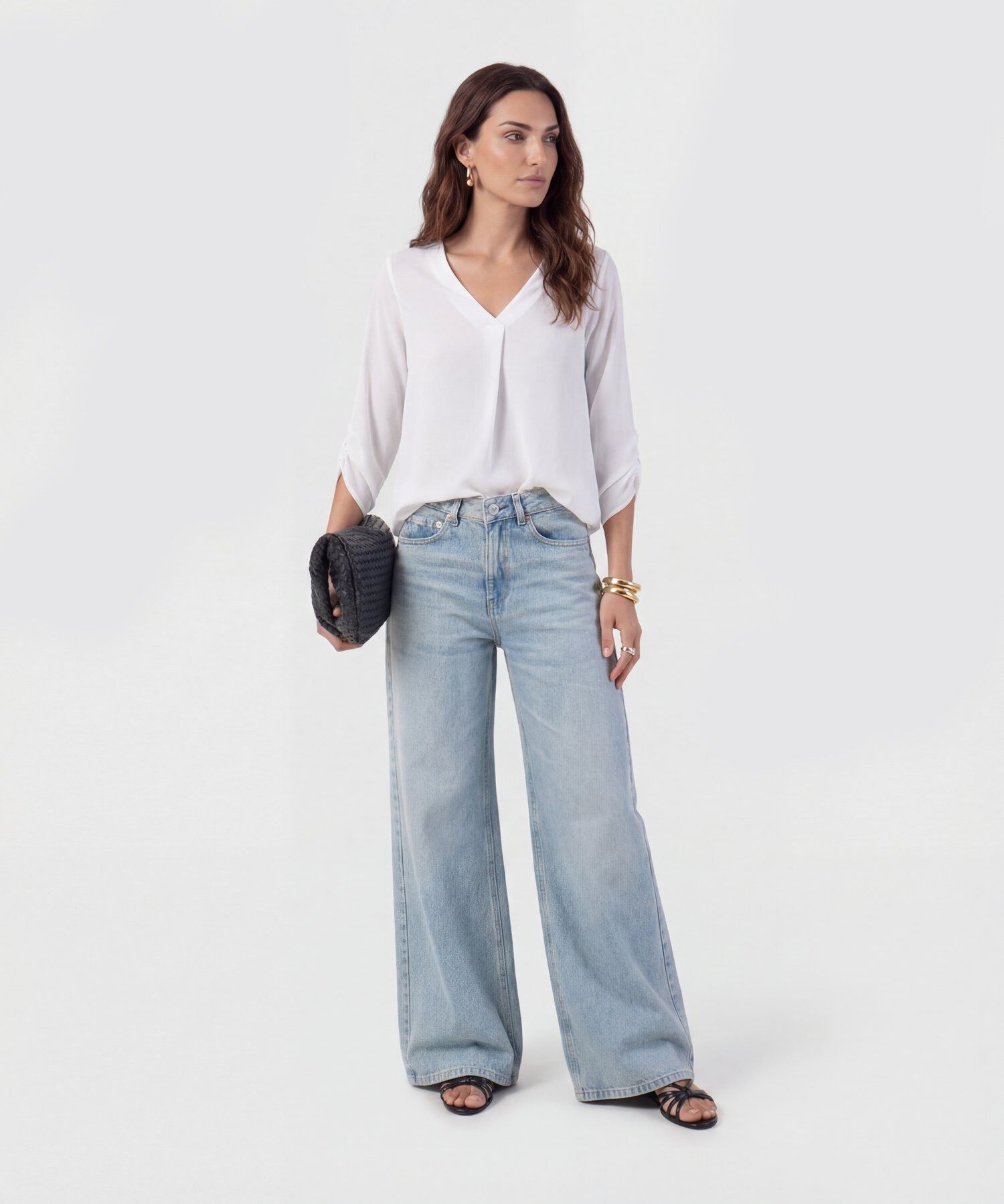 Blusa Fluida Con Cuello En V Para Mujer