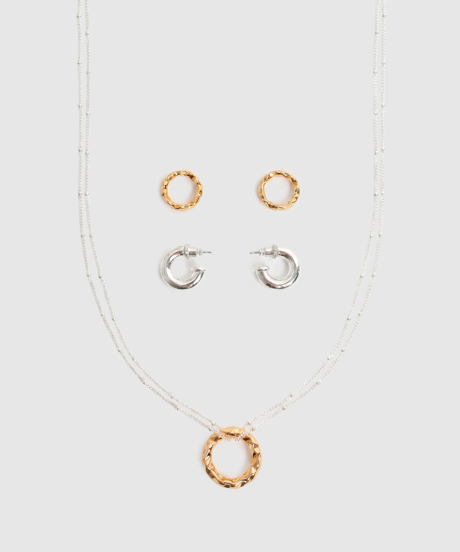 Set De Collar Y Aretes Circulares Para Mujer