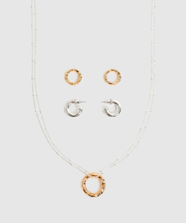 Set De Collar Y Aretes Circulares Para Mujer