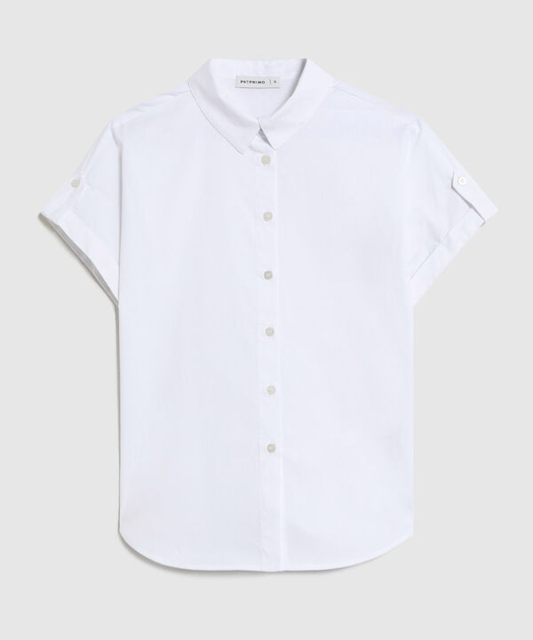 Camisa Unicolor De Manga Corta Para Mujer image number null