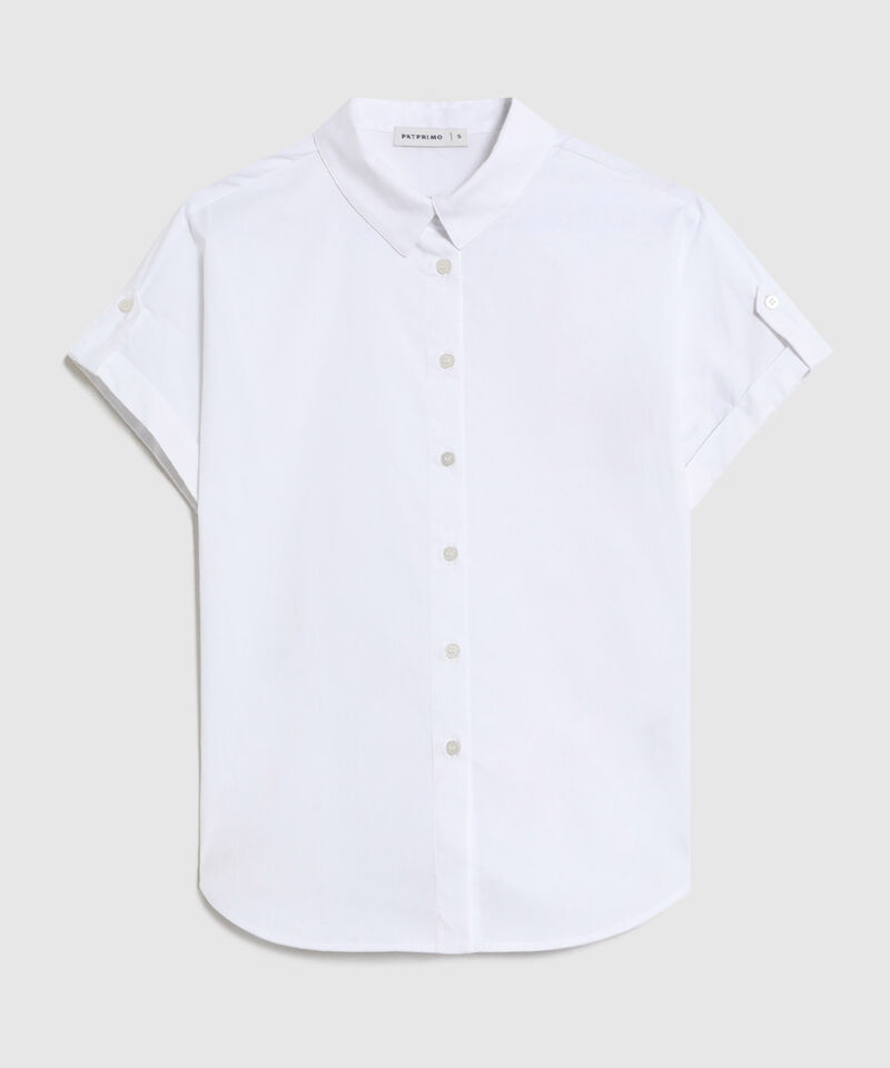 Camisa Unicolor De Manga Corta Para Mujer