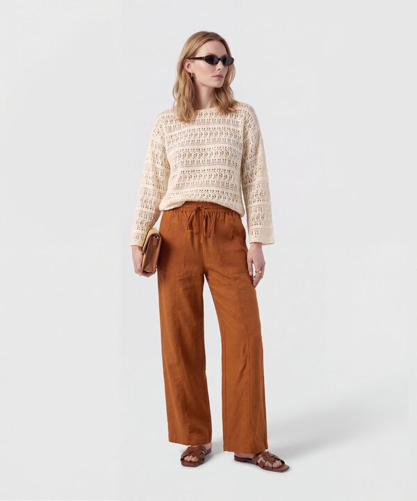 Saco De Punto Calado Con Dise&ntilde;o De Encaje Mujer