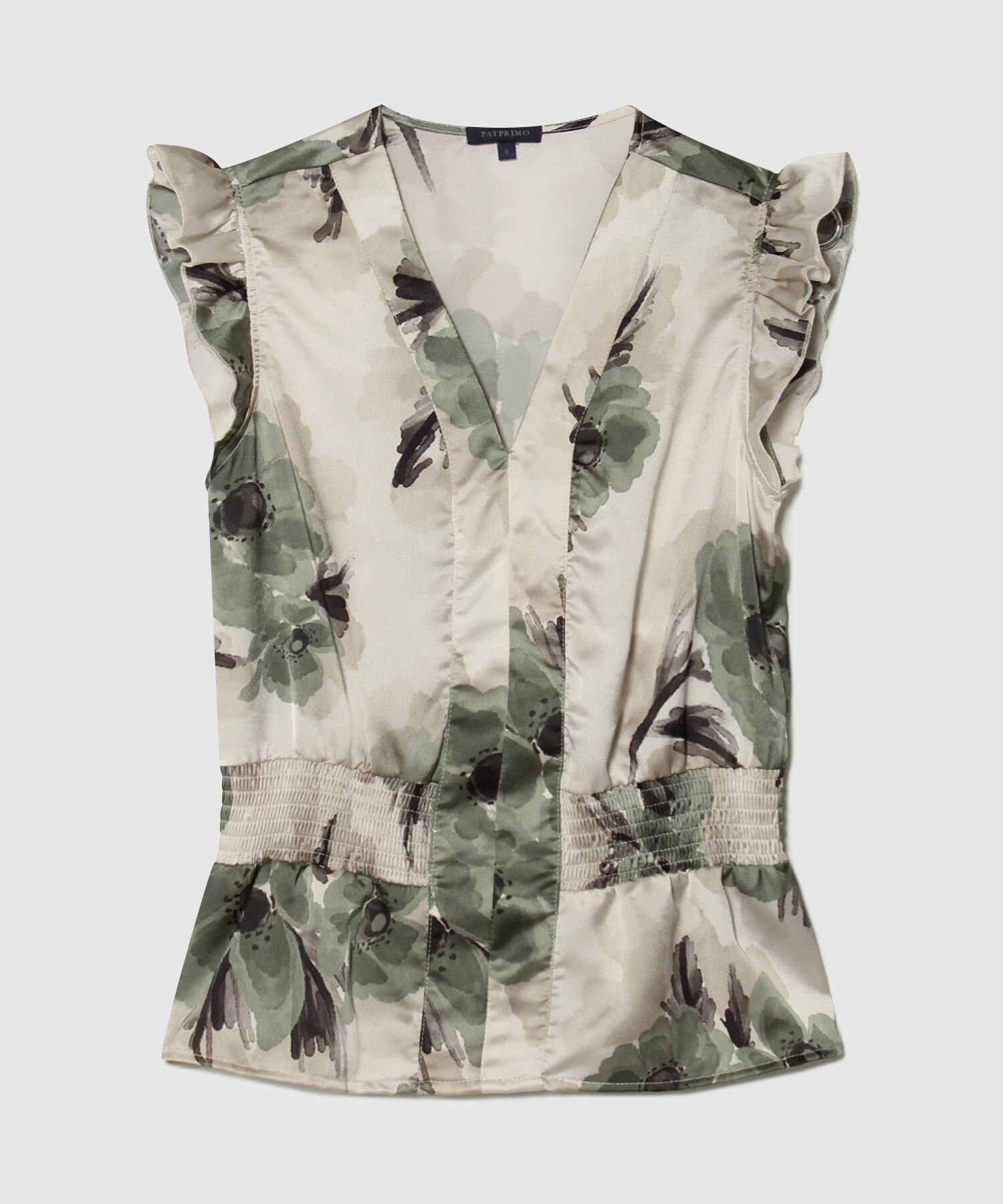 Blusa Estampada Manga Sisa Con Arandela