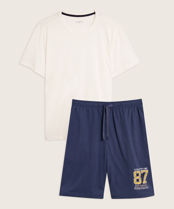 Pijama Set Camiseta Manga Corta Y Pantaloneta Con Screen