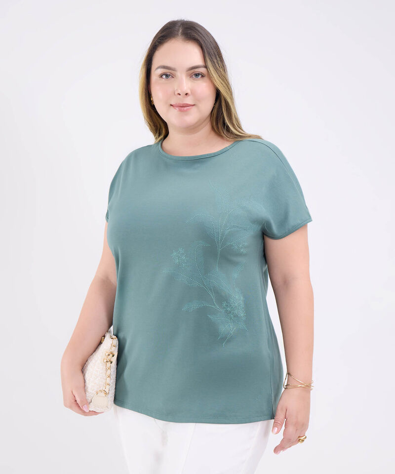 Camiseta con Bordado Botánico
