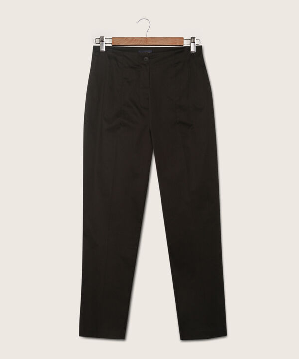 Pantalon Moda Unicolor Tiro Alto Con Pinzas En Delantero, Bota Tubo Y Bolsillos Laterales