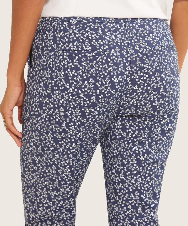 Pantalón Clásico Estampado Con Elástico Unicolor En Pretina