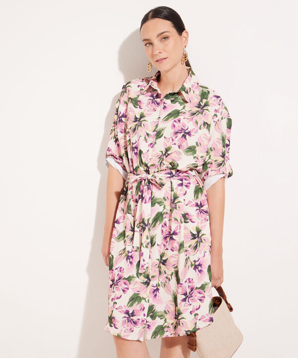 Vestido Estampado Con Cinturón