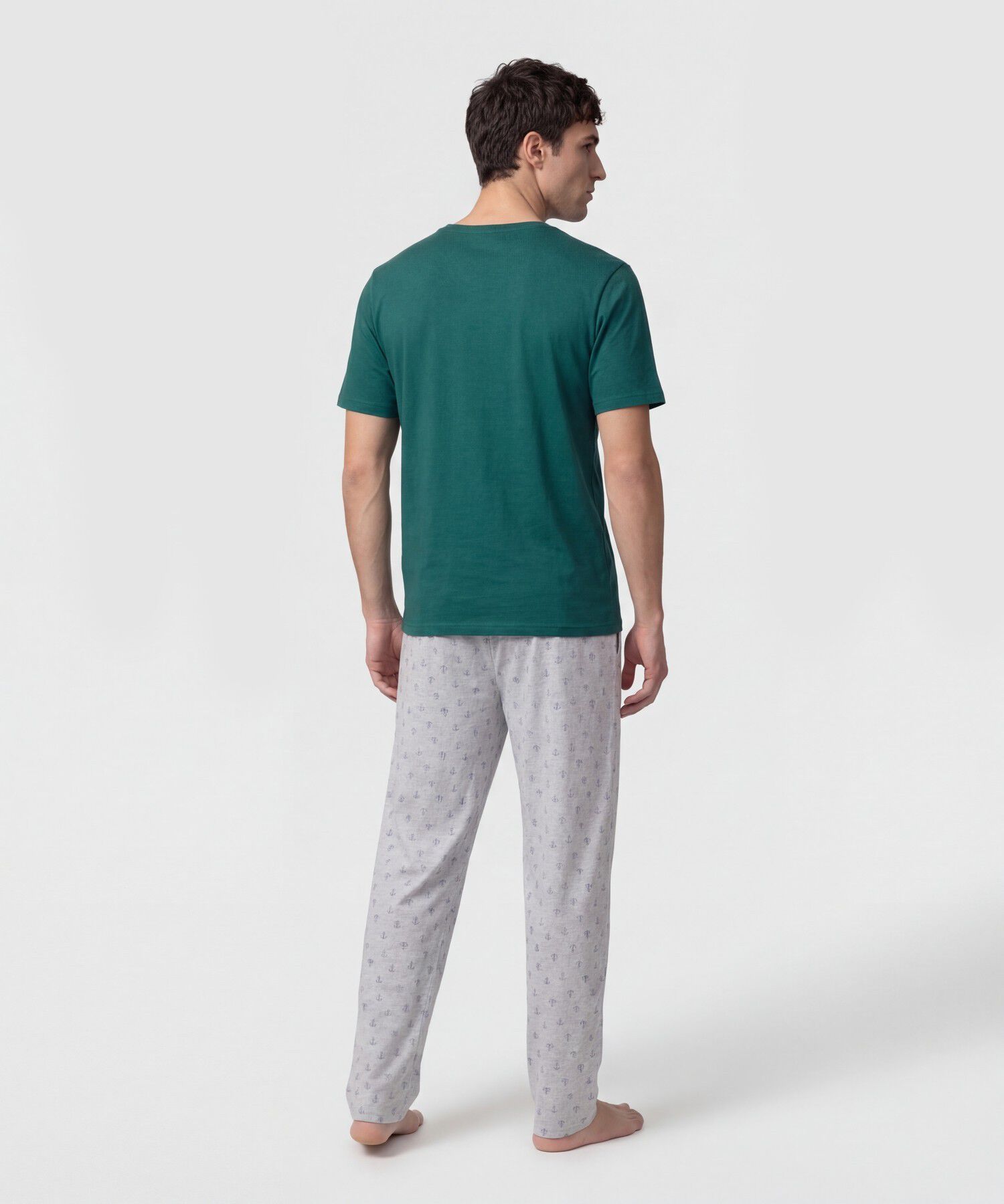 Pijama Con Camiseta De Cuello Redondo Para Hombre