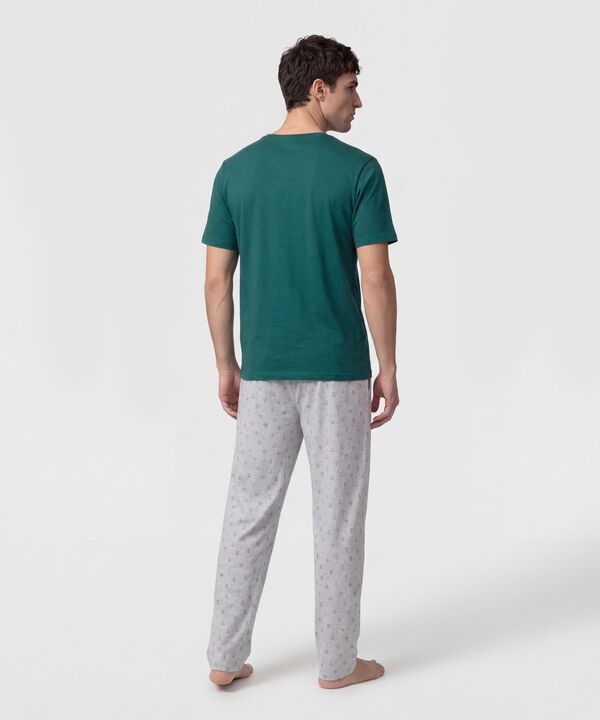 Pijama Con Camiseta De Cuello Redondo Para Hombre