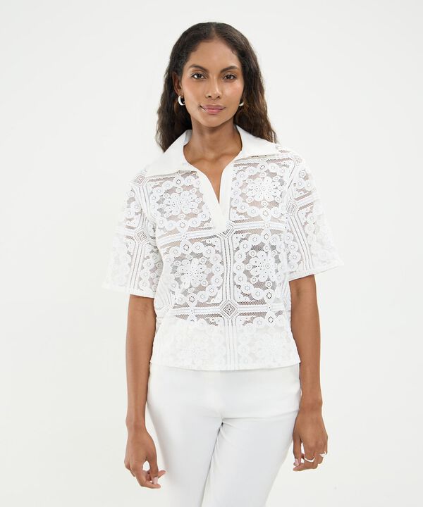 Polo Texturizada Manga Corta Al Codo Para Mujer image number null