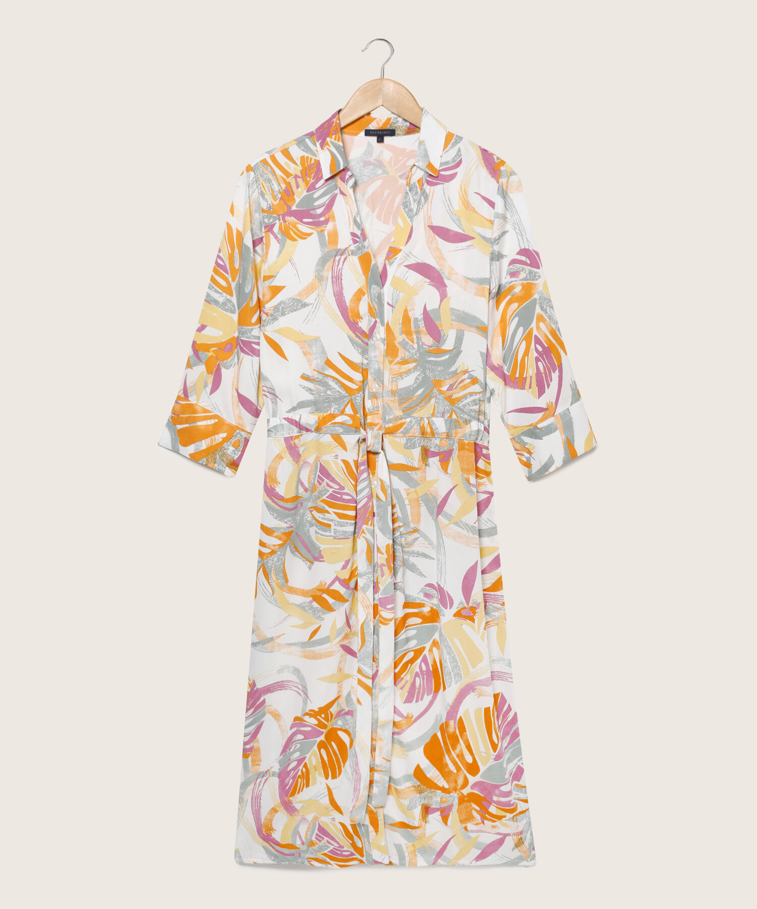 Vestido Estampado Midi Manga 3/4