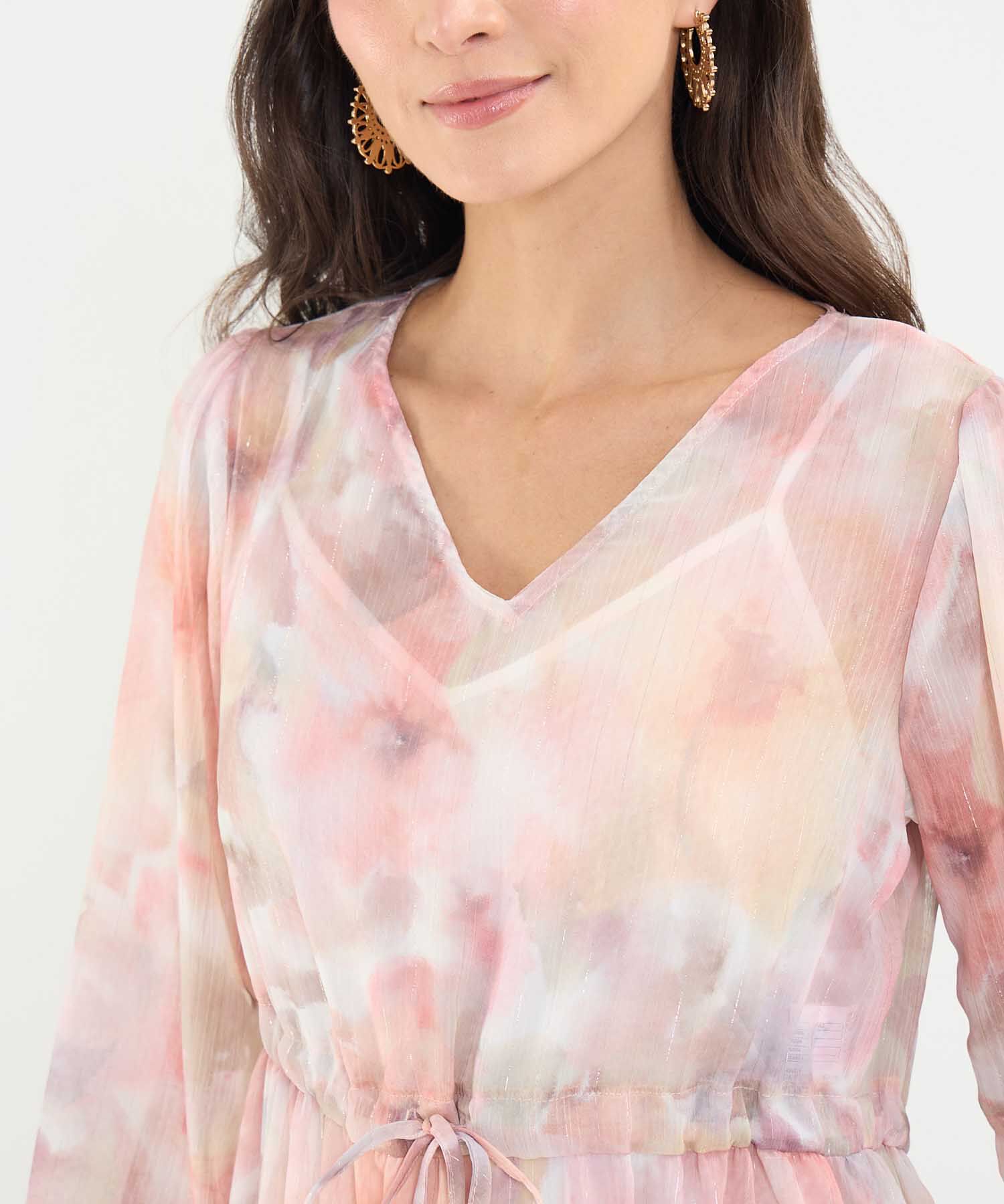 Vestido Estampado Manga Larga