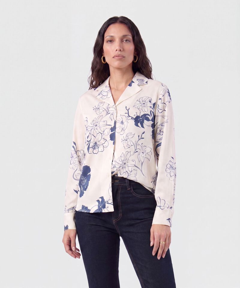 Camisa Manga Larga Cuello Solapa Para Mujer