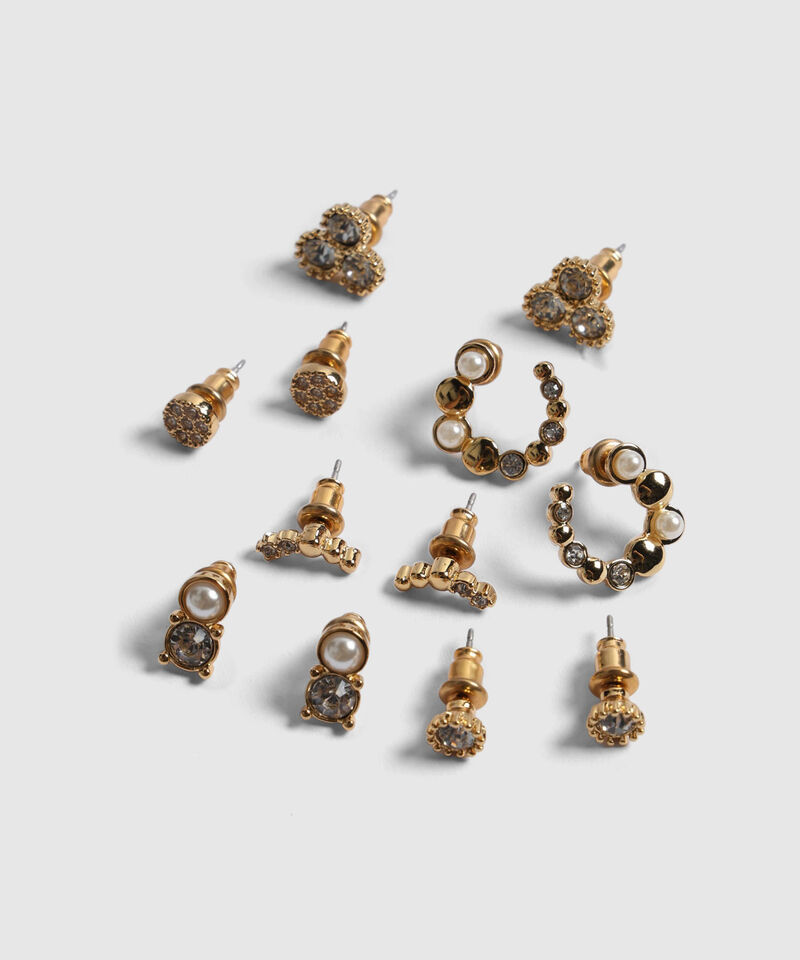 Set x 6 Aretes Dorados con Brillos