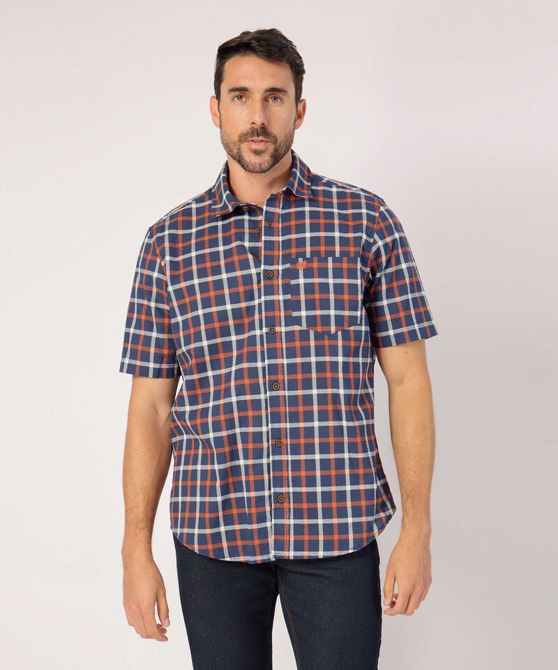 Camisa A Cuadros Manga Corta Con Bolsillo 