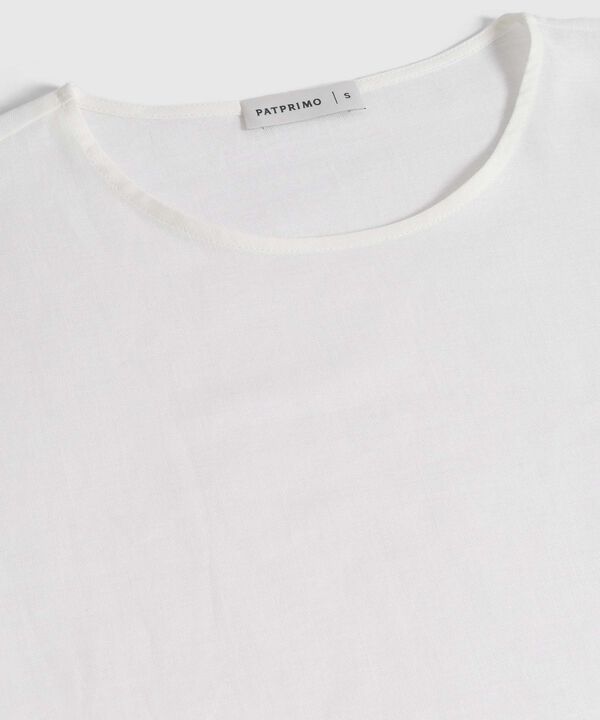 Blusa Unicolor Manga Corta Con Doblez Para Mujer image number null