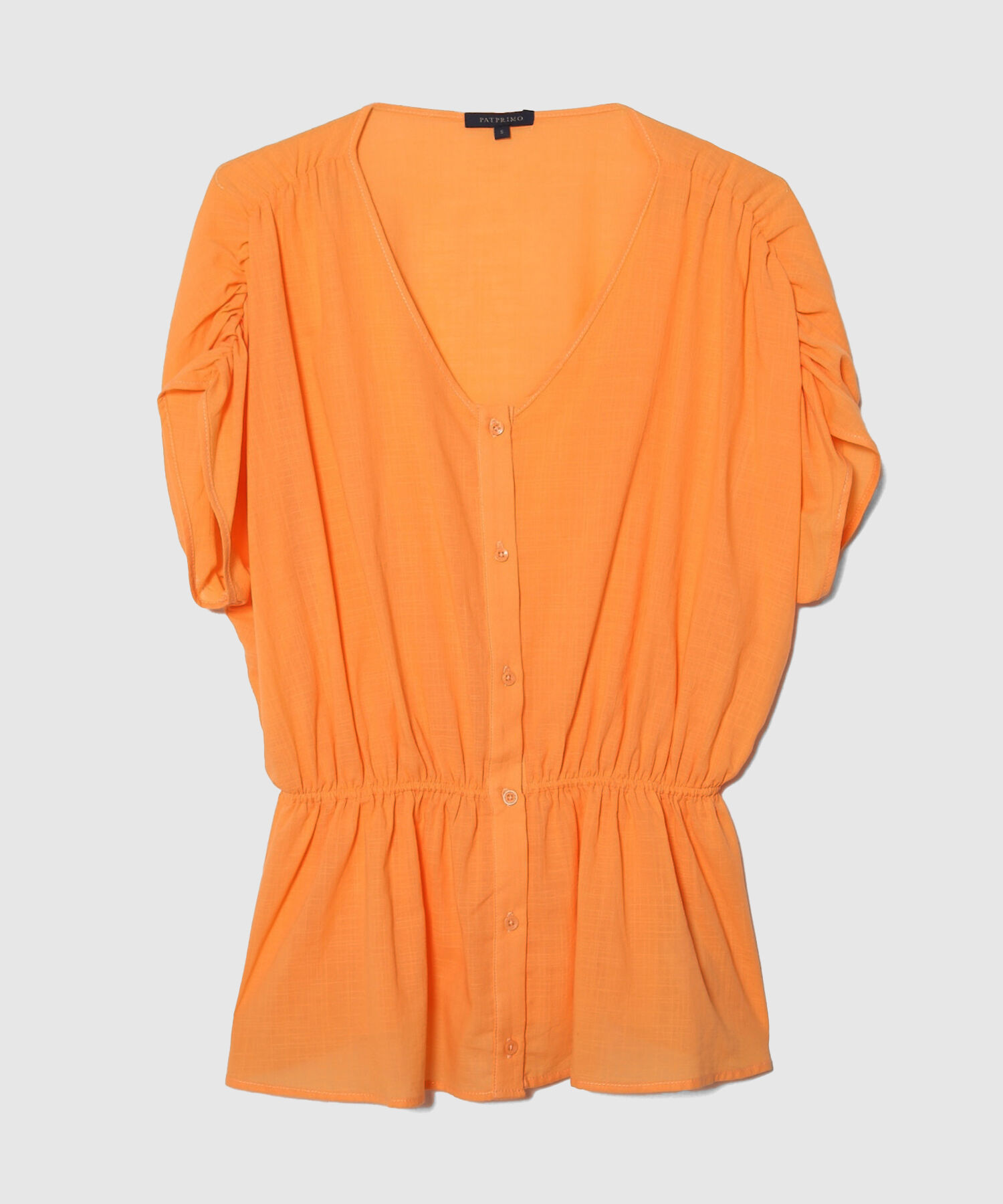 Blusa Manga Corta Con Elástico En Cintura
