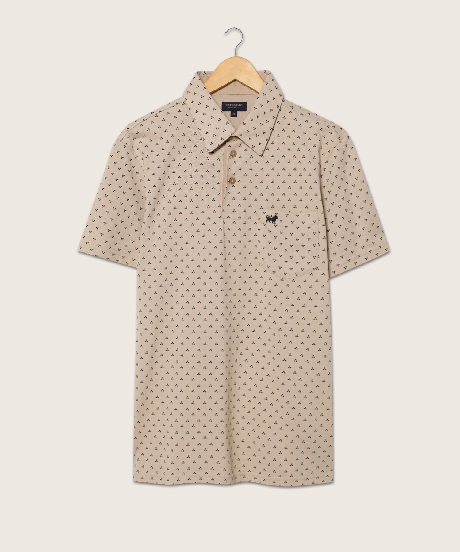 Polo Estampada, Cuello Maquina Duro Con Bolsillo, Silueta Regular Fit Blanco