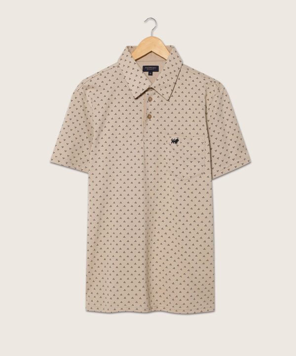 Polo Estampada, Cuello Maquina Duro Con Bolsillo, Silueta Regular Fit Blanco