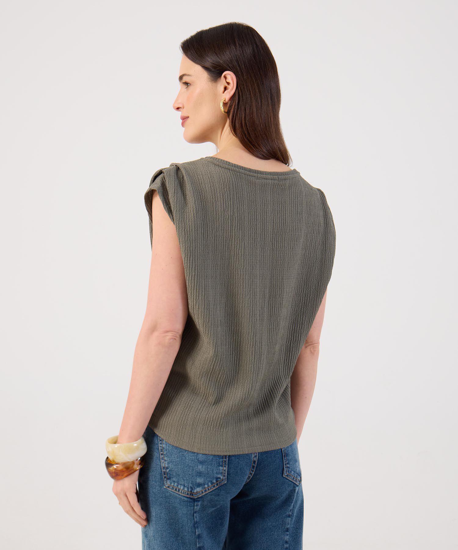 Camiseta con Hombros Drapeados para Mujer