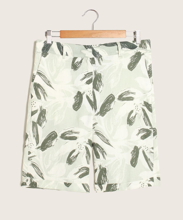 Bermuda  Larga Estampada En Lino