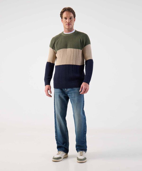 Buzo de Punto Grueso para Hombre con Diseño de Bloques image number null