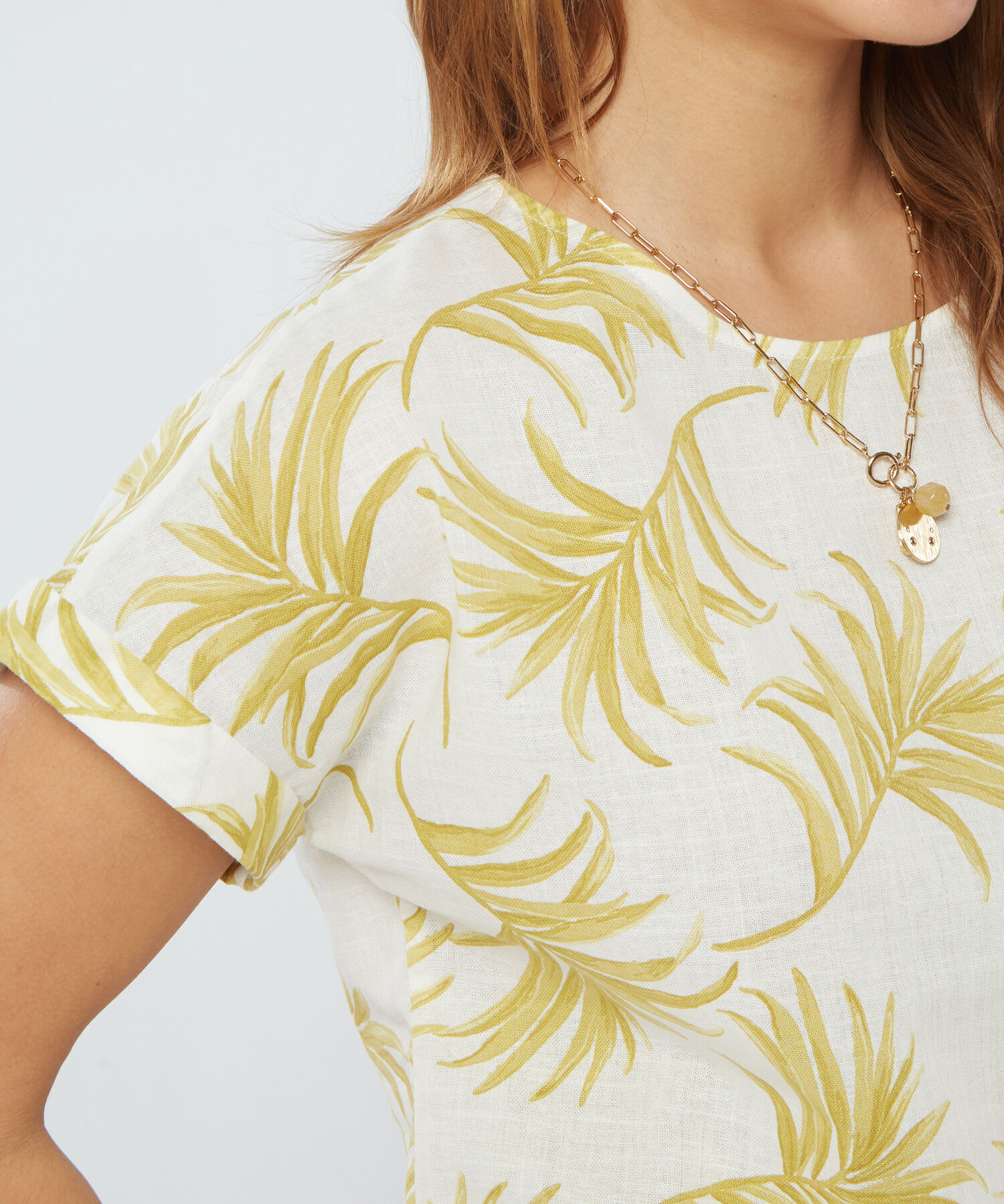 Blusa Manga Corta Corrida Estampada