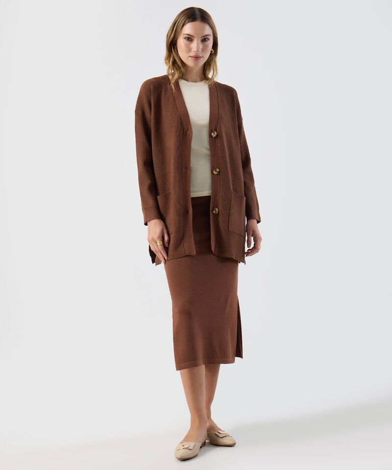 C&aacute;rdigan Mujer Largo Escote V Bolsillos Frontales